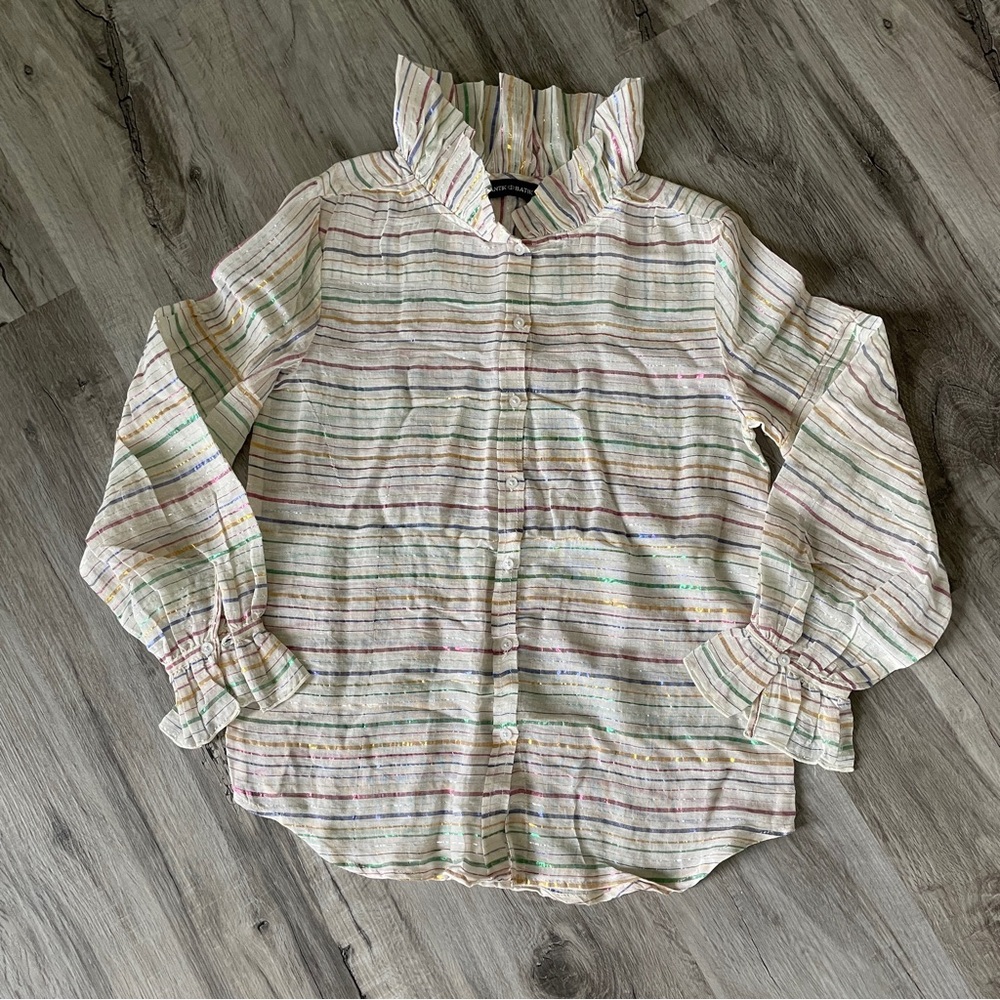 Antik Batik Stripes Metallic Button Down Shirt XS